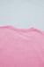 Pink Mineral Wash Lace Patchwork Notched Neck Raw Cut Tee Dear lover