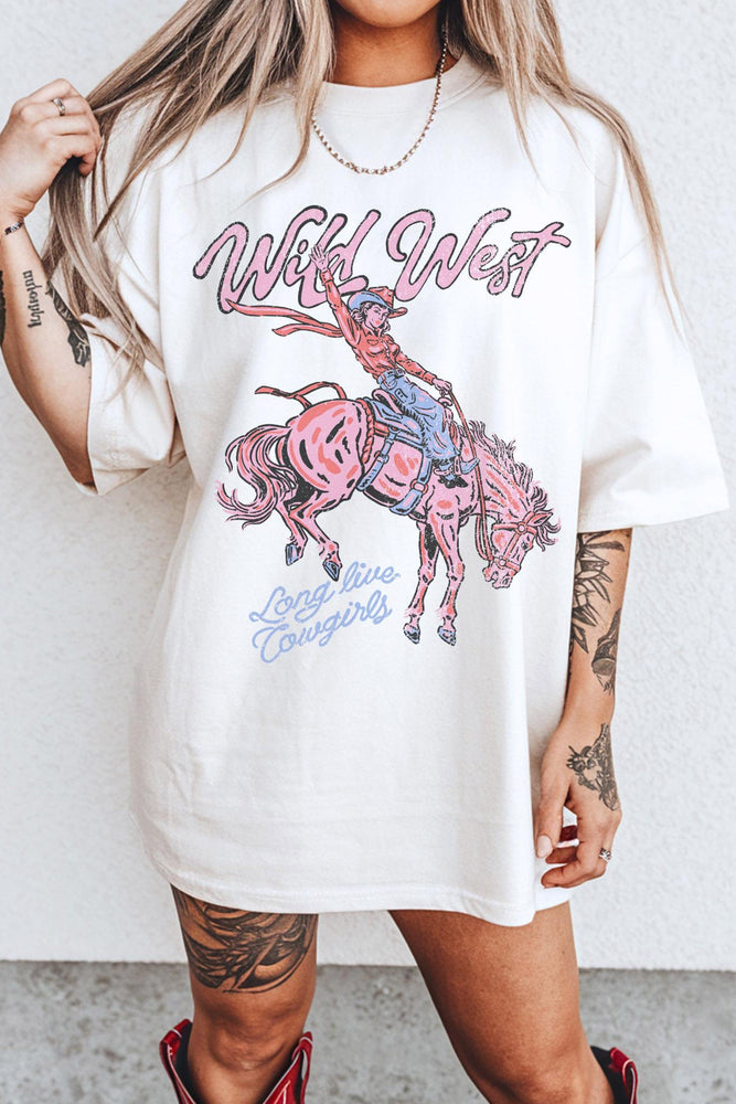 White Wild West Cowgirl Rodeo Graphic Tunic Tee Dear lover