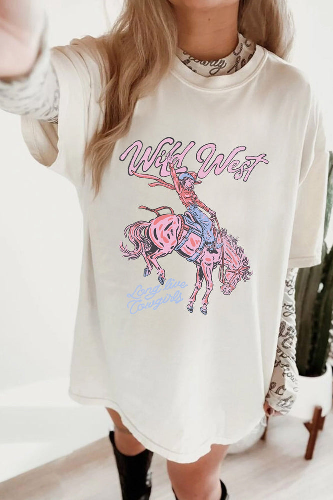 White Wild West Cowgirl Rodeo Graphic Tunic Tee Dear lover