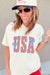 White USA Patriotic Letter Print Summer Casual T Shirt Dear lover