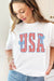 White USA Patriotic Letter Print Summer Casual T Shirt Dear lover