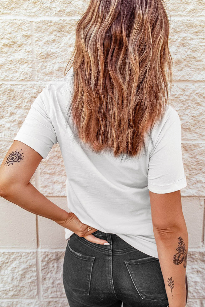 White USA Patriotic Letter Print Summer Casual T Shirt Dear lover