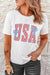 White USA Patriotic Letter Print Summer Casual T Shirt Dear lover