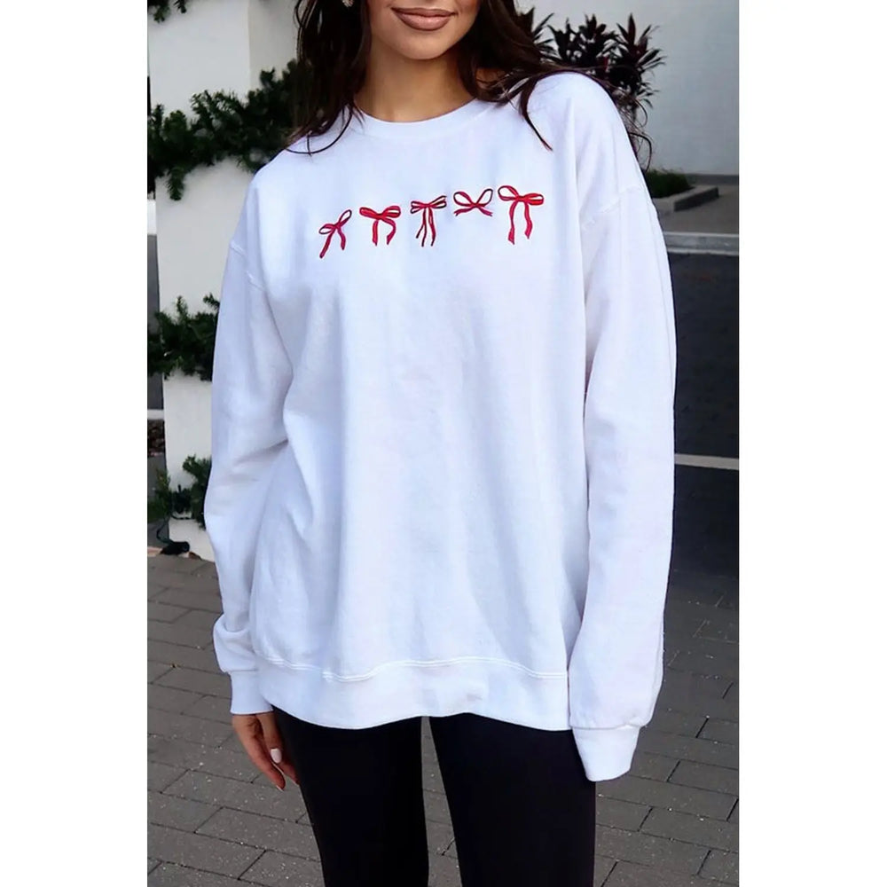 Red Bow Embroidery Sweatshirt Dear lover