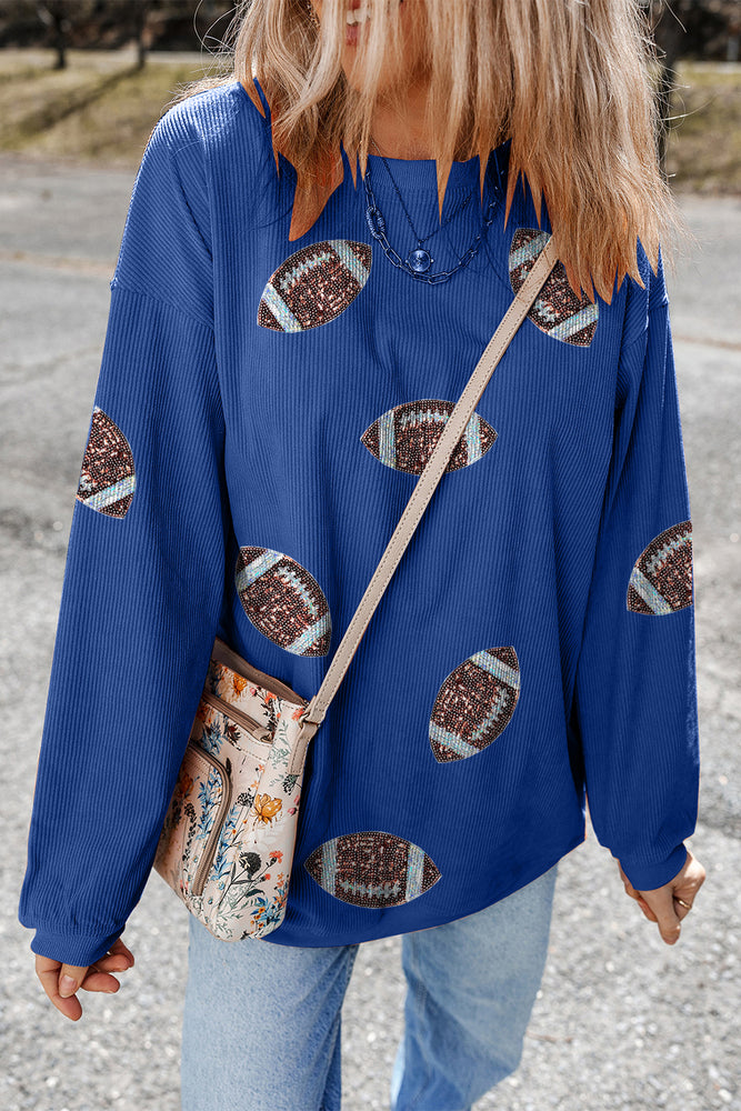 Dark blue rugby sequin sweatshirt view 3
