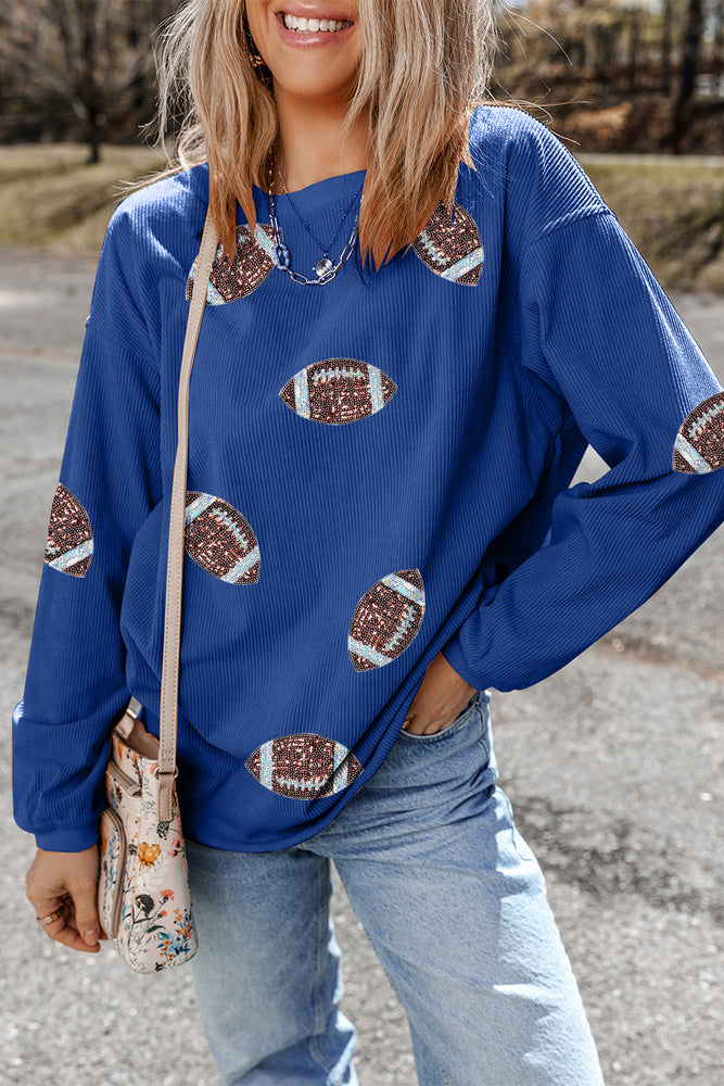 Dark blue rugby sequin sweatshirt view 4