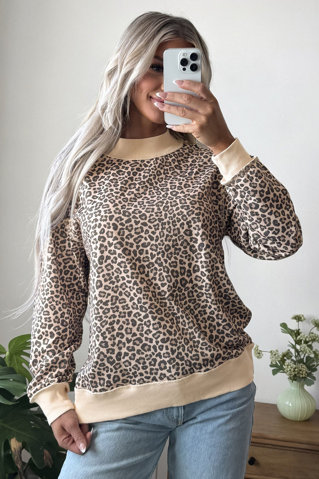 Multicolour Leopard High Neck Sweatshirt