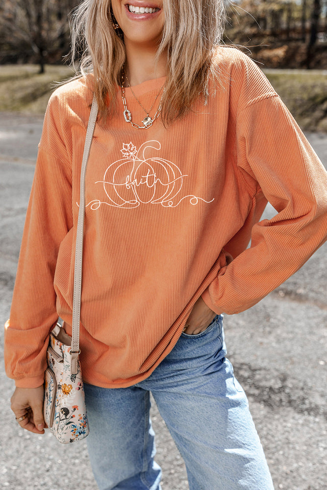 Orange pumpkin Faith graphic sweatshirt view 6