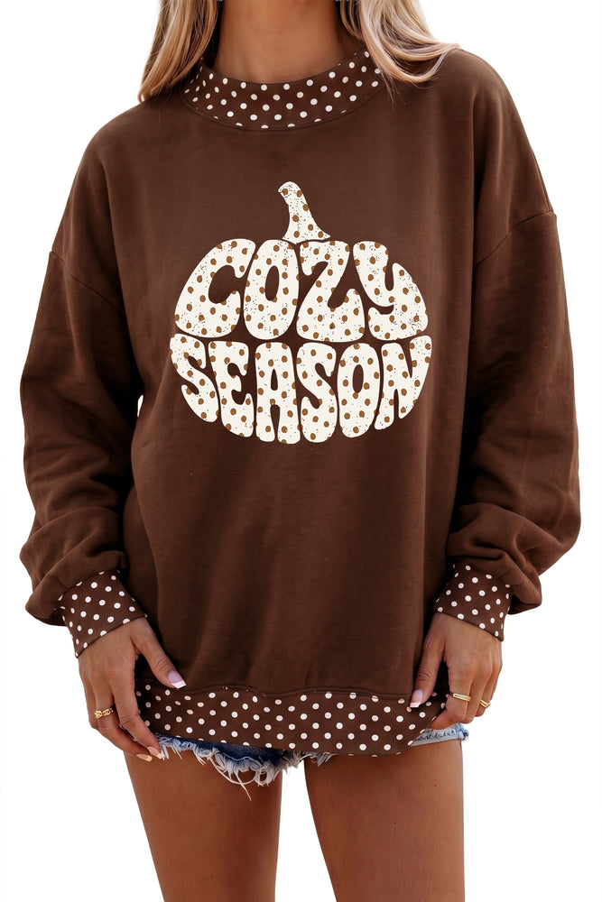 Brown Cozy Season pumpkin sweatshirt view 2