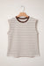 Brown Stripe Ribbed Round Neck Trim Loose Tank Top Dear lover