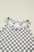 Gray Checkered Print Textured Halter Tank Top Dear lover