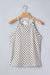 Gray Checkered Print Textured Halter Tank Top Dear lover