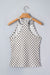 Gray Checkered Print Textured Halter Tank Top Dear lover