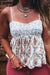 White Contrast Floral Printed Patchwork Spaghetti Straps Babydoll Top Dear lover