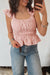 Pink Stripe U Neck Ruffle Trim Cinched Waist Tank Top Dear lover