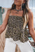 Multicolour Leopard Spaghetti Straps Shirred Ruffle Tank Top Dear lover