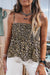 Multicolour Leopard Spaghetti Straps Shirred Ruffle Tank Top Dear lover