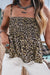 Multicolour Leopard Spaghetti Straps Shirred Ruffle Tank Top Dear lover