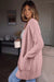 Light pink fuzzy ribbed cardigan view 3