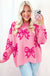 Pink Bow Pattern Drop Shoulder Loose Sweater Dear lover