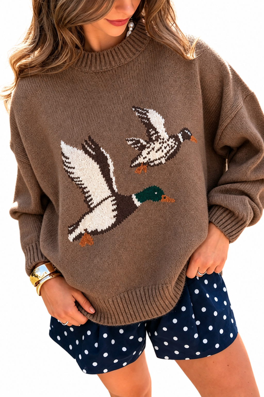Coffee Flying Mallard Knit Sweater