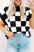 Color black Colorblock Plaid Pattern Ribbed Trim Sweater Tank Top Dear lover