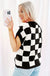 Color black Colorblock Plaid Pattern Ribbed Trim Sweater Tank Top Dear lover