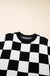 Color black Colorblock Plaid Pattern Ribbed Trim Sweater Tank Top Dear lover