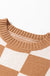 Light French Beige Colorblock Plaid Pattern Ribbed Trim Sweater Tank Top Dear lover