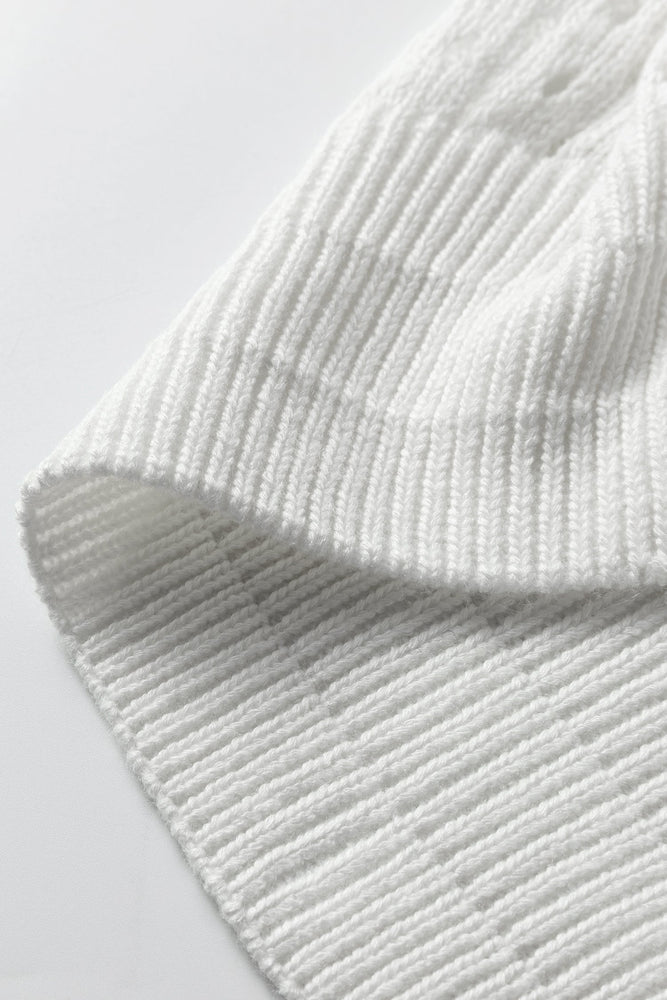 White Hollow Out Knit Round Neck Dolman Sweater Dear lover