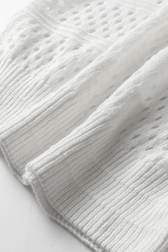 White Hollow Out Knit Round Neck Dolman Sweater Dear lover