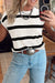 White stripe knit western short sleeve sweater view 3