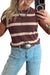 Brown stripe short sleeve knit sweater view 4