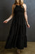 Black Spaghetti Straps Smocked Pleated Tiered Maxi Dress Dear lover