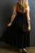Black Spaghetti Straps Smocked Pleated Tiered Maxi Dress Dear lover