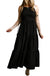 Black Spaghetti Straps Smocked Pleated Tiered Maxi Dress Dear lover