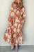 Brown Floral Print Shirred Square Neck High Waist Maxi Dress Dear lover