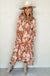 Brown Floral Print Shirred Square Neck High Waist Maxi Dress Dear lover