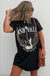 Black Nashville Guitar Print Crew Neck T Shirt Mini Dress Dear lover