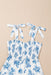 Sky Blue Floral Print Shirred Knot Shoulder Sleeveless Long Dress Dear lover