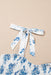 Sky Blue Floral Print Shirred Knot Shoulder Sleeveless Long Dress Dear lover