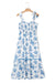 Sky Blue Floral Print Shirred Knot Shoulder Sleeveless Long Dress Dear lover
