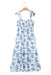 Sky Blue Floral Print Shirred Knot Shoulder Sleeveless Long Dress Dear lover