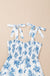 Sky Blue Floral Print Shirred Knot Shoulder Sleeveless Long Dress Dear lover
