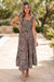 Brown Ruffled Straps Smocked Tiered Leopard Maxi Dress Dear lover