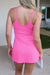 Bright Pink Solid Color Slim Tank Dress with Athletic Shorts Two Piece Set Dear lover