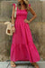 Red Plaid Square Neck Fit-and-flared Vacation Sundress Dear lover