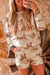 Beige western print shorts set view 4