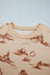 Beige western print shorts set view 7