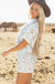 Gray Western Fashion Tee & Elastic Waist Shorts Set Dear lover